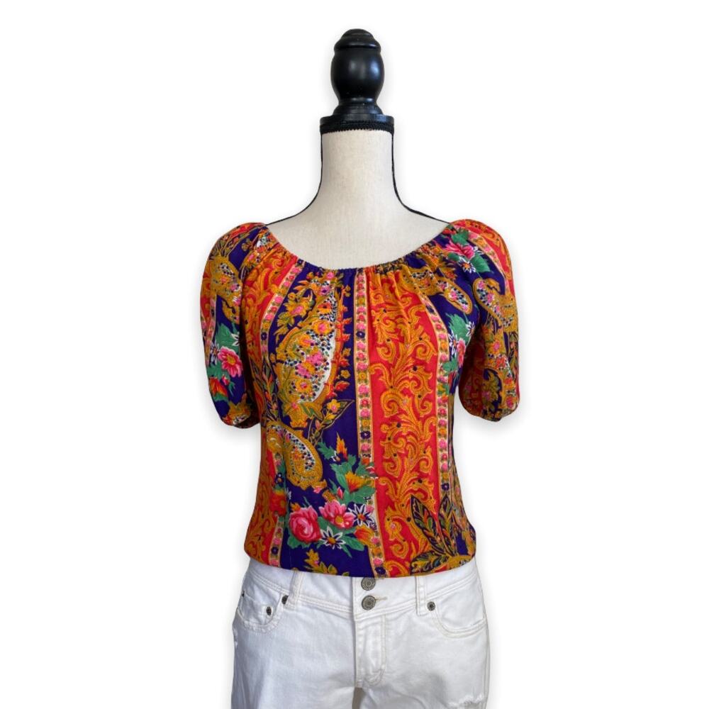 Cracker Jax Jr. Petite California Vintage Mixed Print Peasant Top
